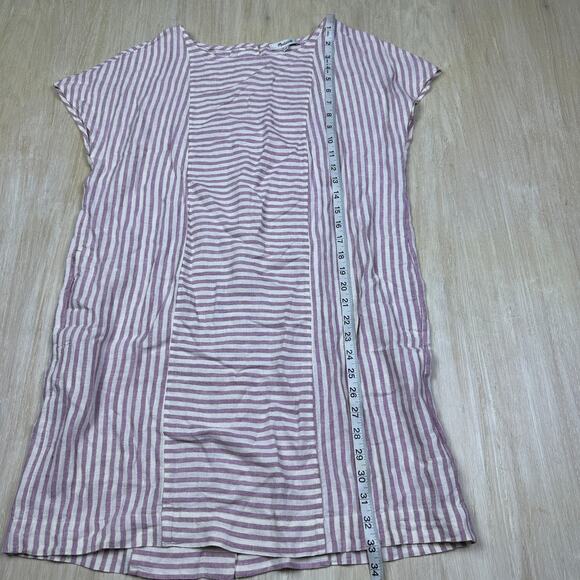 NWT Madewell Stripe Play Button Back Linen Blend Shift Preppy Pockets Dress M - Picture 11 of 15